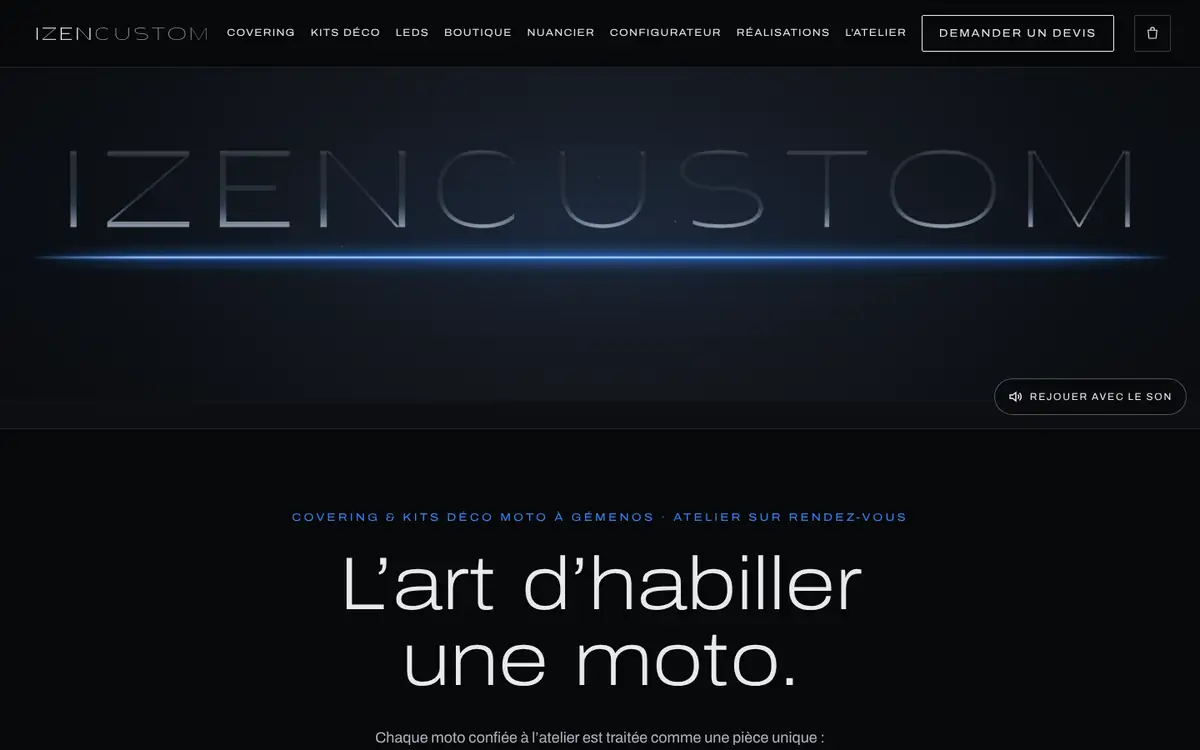 IzenCustom : page d'accueil, L'art d'habiller une moto
