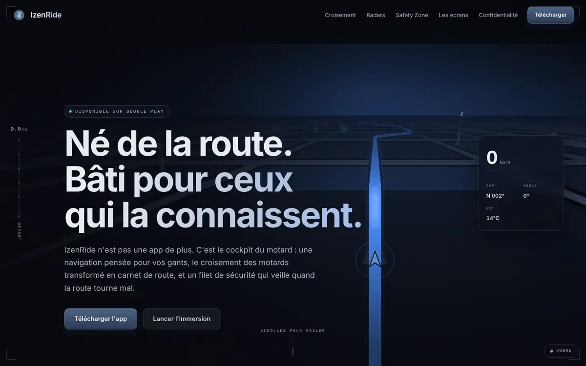 IzenRide : page d'accueil